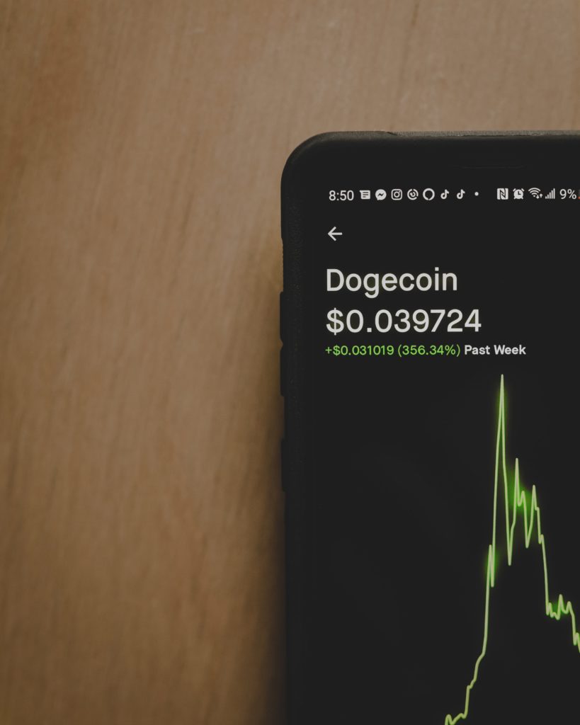 robinhood app showing the price of dogecoin